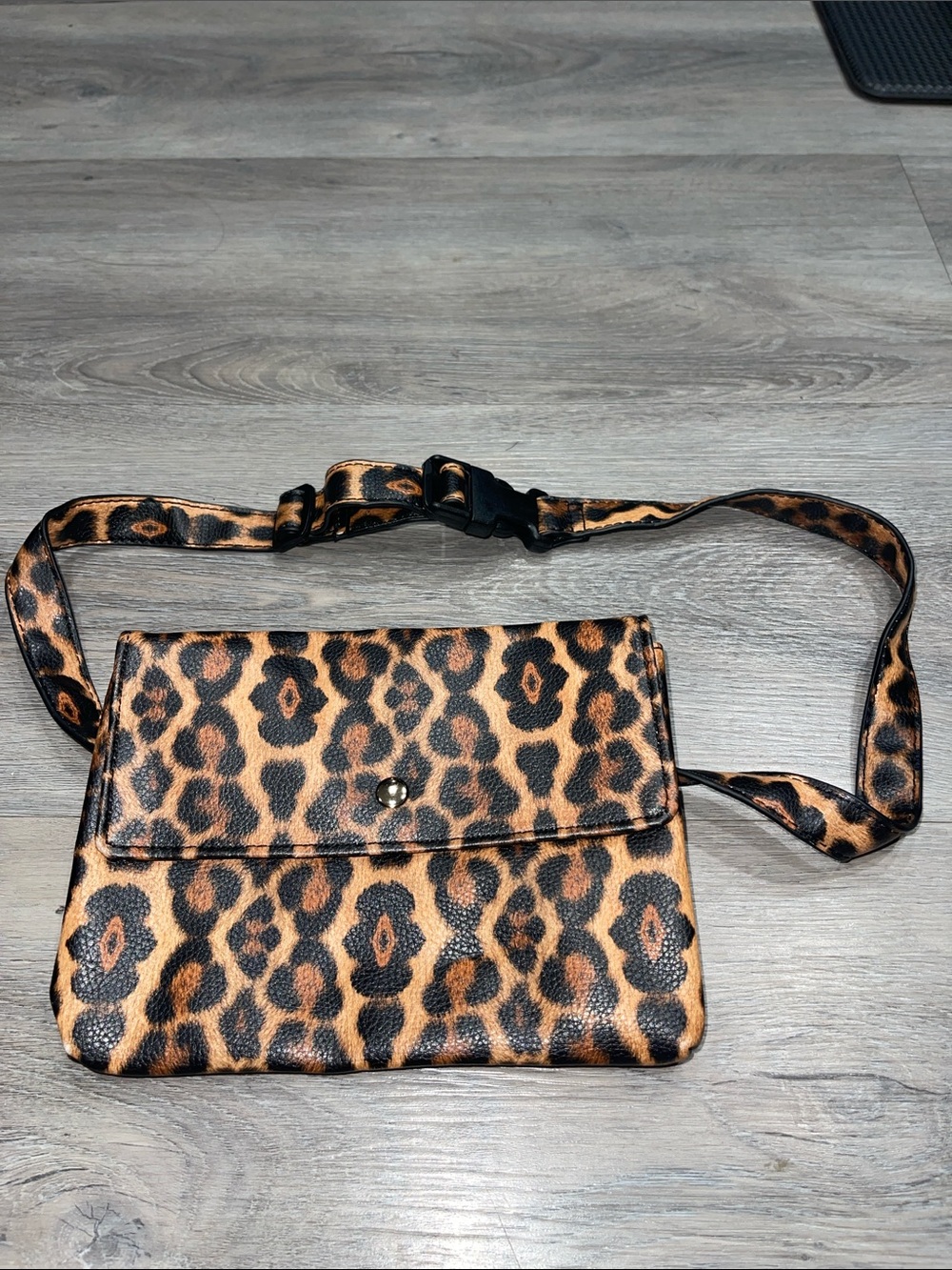 Leopard Print Crossbody Belt Bag in Brown